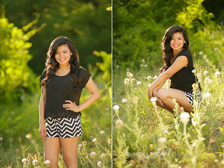 Carrollton senior portrait photographer taken in Dallas in beautiful grass field with gorgeous sunlight.