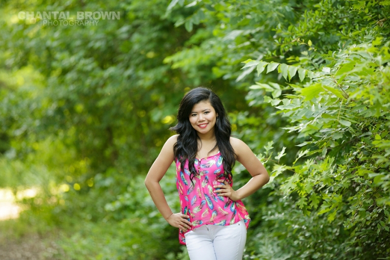 Plano senior portrait photographer a gorgeous portrait of a high school senior student in the woods at the park by Chantal Brown Photography.
