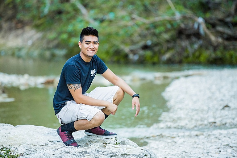 Cheap boy high school senior portraits in Allen Frisco Texas at the lake.